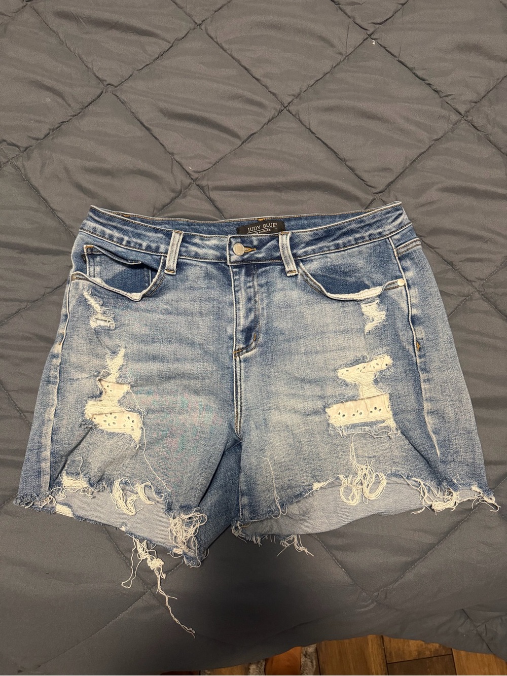 Judy Blue Light Blue Distressed Denim Shorts